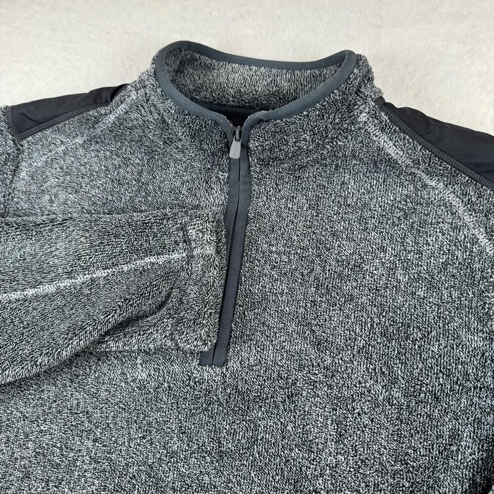 Tommy Bahama Sweatshirt Mens Size L Gray 1/4 Zip Fleece Pullover Kangaroo Pocket